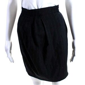 VERSACE Couture Vintage Pinstriped Black Pencil Skirt 100% Wool EUC